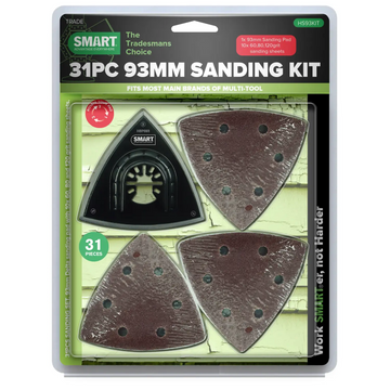 Set slefuire multitool SMART HS93KIT cu foi abrazive și accesorii triunghiulare