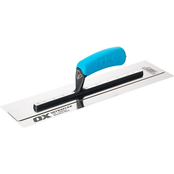 Paletă din oțel inoxidabil cu mâner ergonomic albastru din colecția Gletiere Profesionale de Finisare