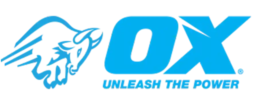 Logo albastru cu aripi stilizate și literele ’OX’