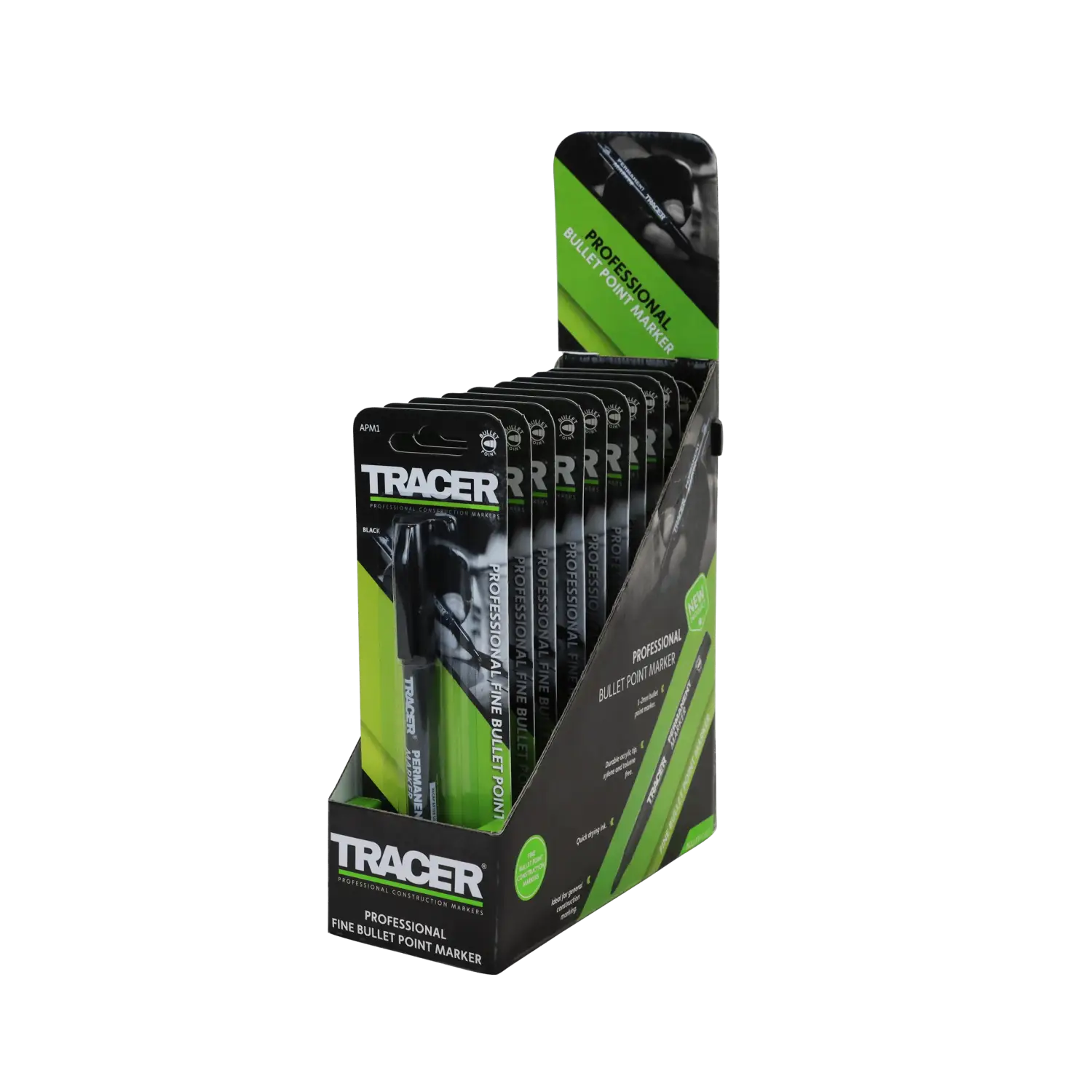 Display cu marker tracer negru permanent APM1 Marker TRACER cu vârf fin 1-2mm