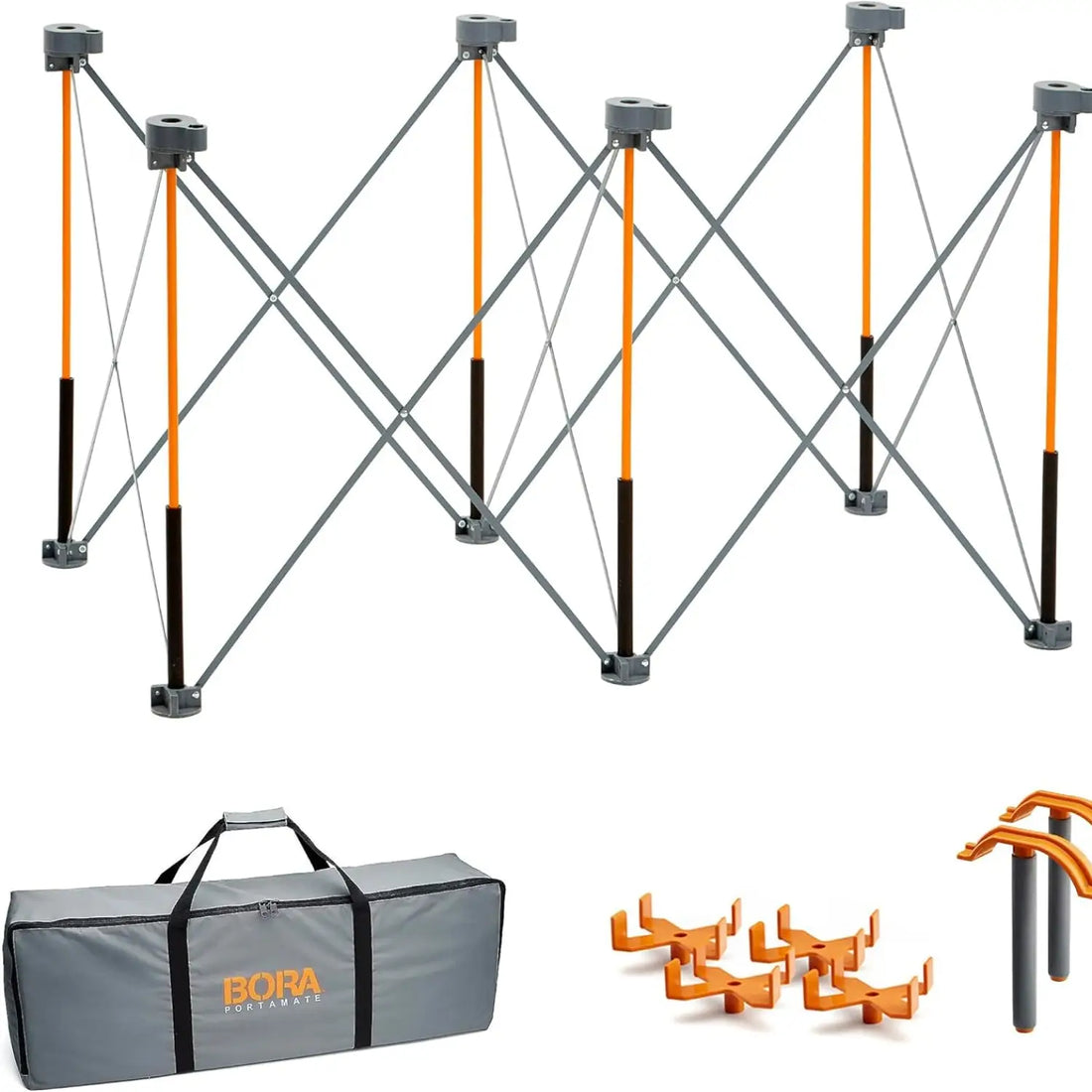 Imaginea arată cadrul de lucru portabil BORA CK6S Centipede cu geantă și accesorii