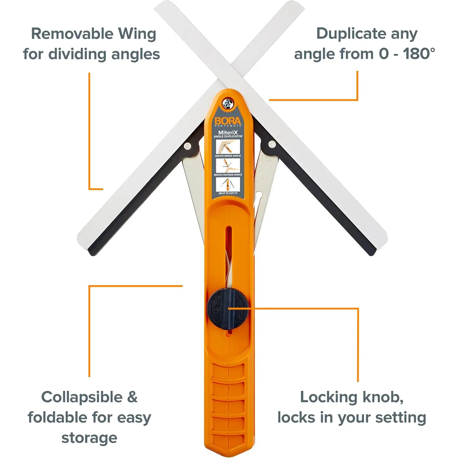 BORA MiteriX duplicator raportor unghi pentru fierastrau unghiular, pliabil și portabil