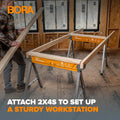 Supporturi de lucru portabile bora pm‑3350t workhorse cu capra metalica și design compact