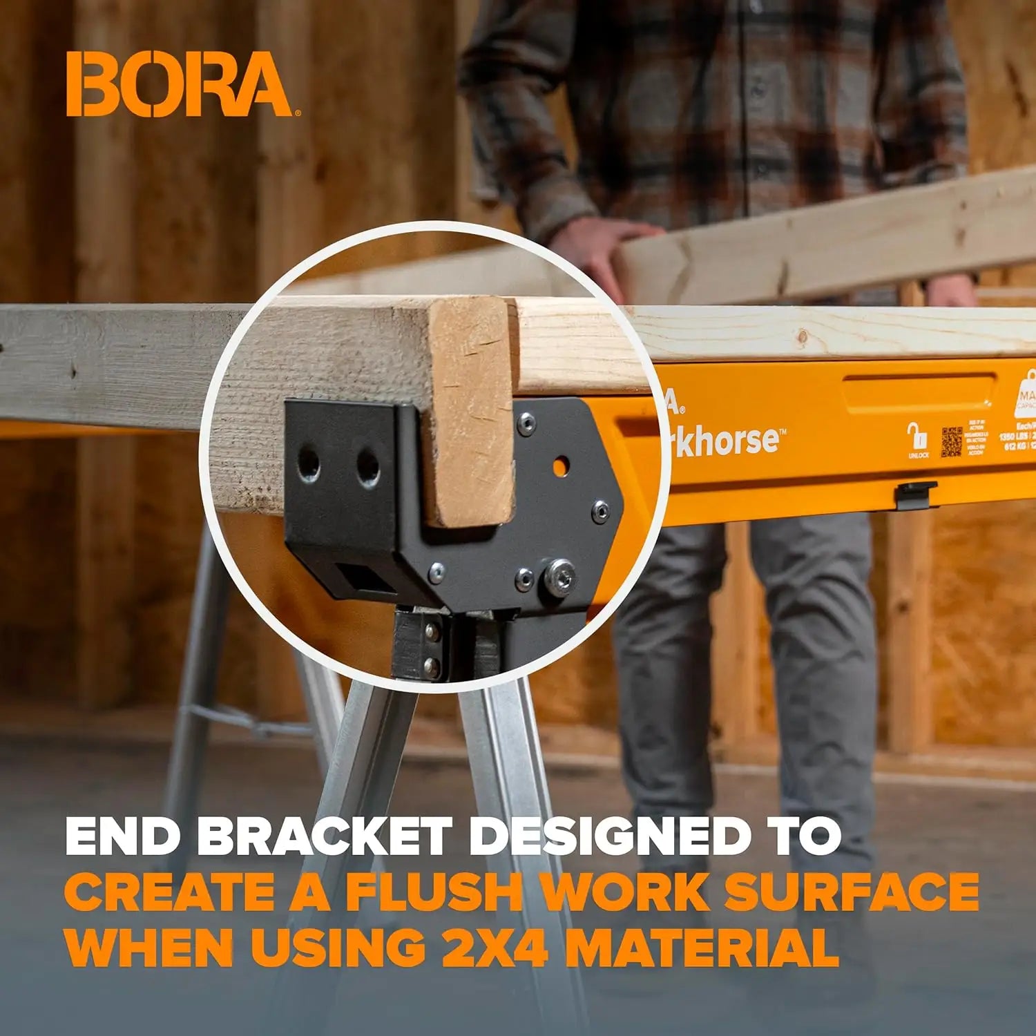 BORA PM‑3350T WORKHORSE sawhorse pliabil cu suport metalic pentru suprafață plană