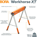 Imaginea arată un BORA PM-3360T Workhorse otel heavy-duty cu suprafata pre-gaurita ajustabilă