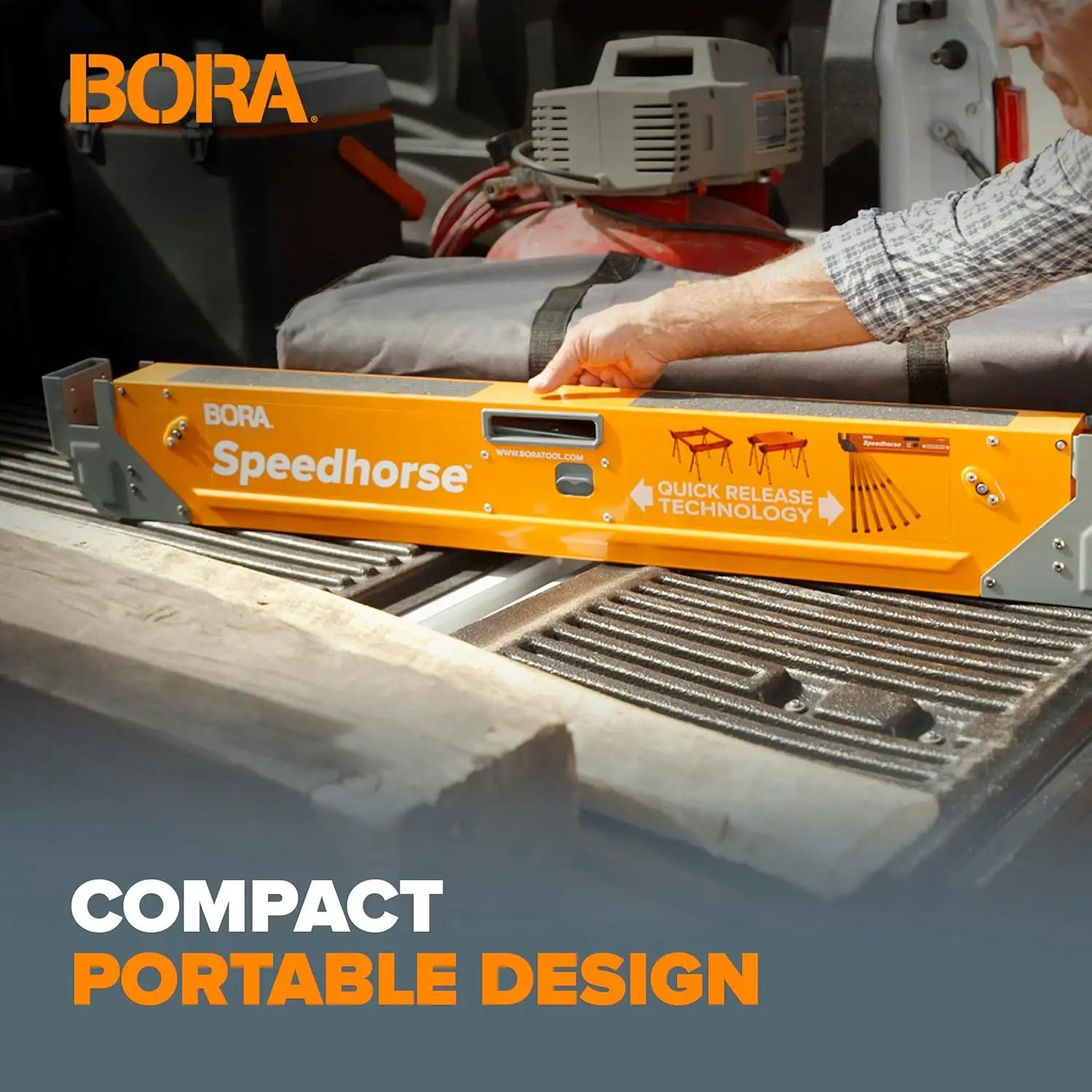 BORA PM-4500T Speedhorse, suport portabil, rapid și compact cu sloturi 2x4 pentru unelte profesionale