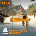 BORA PM‑4500T Speedhorse portable saw horse cu sloturi 2x4 și capacitate 1800 lb