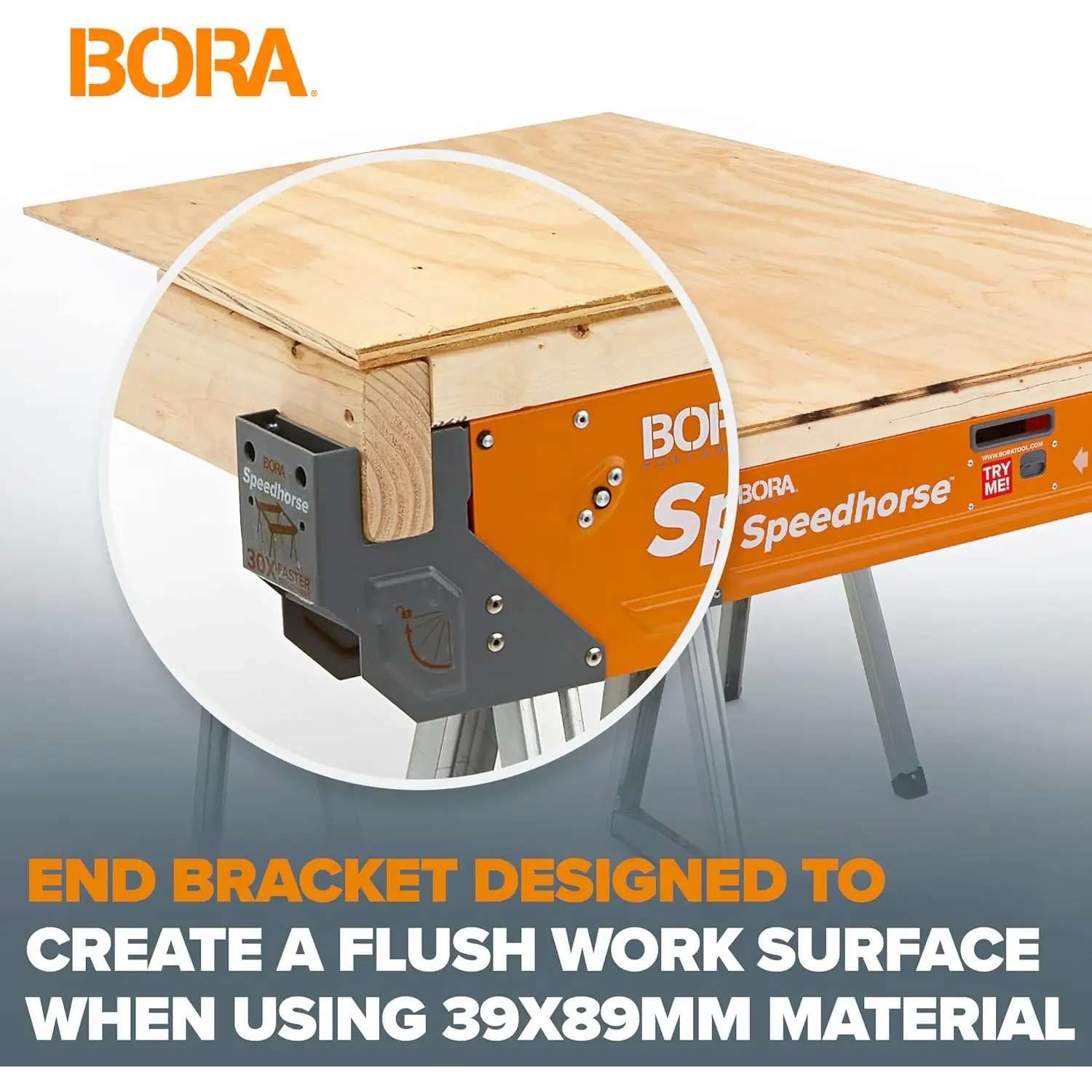 BORA PM‑4500T Speedhorse, banc de lucru portabil ajustabil cu suprafață plată și sloturi 2x4