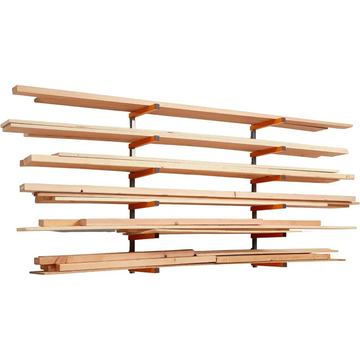 Raft depozitare lemn montaj pe perete bora portamate cu foi metalice și lbs per nivel