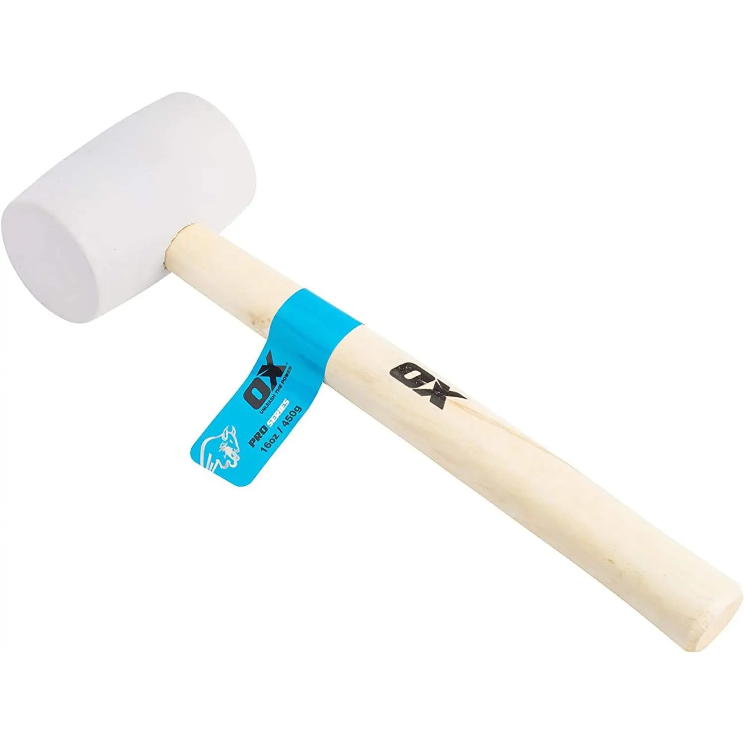 Ciocan cauciuc alb OX Pro 16 oz cu mâner din lemn, non-marcant, grip moale