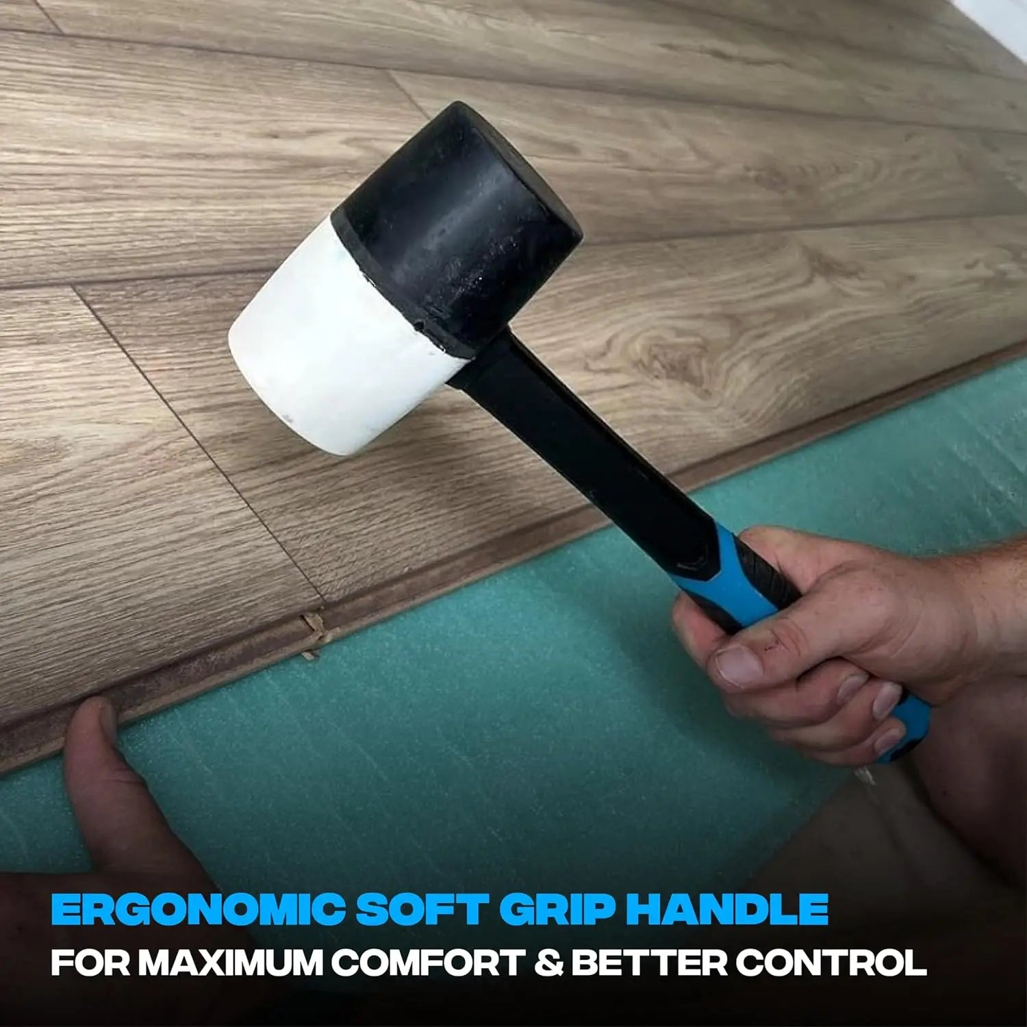 Alt text pentru imaginea cu ciocan cauciuc combinat OX Trade cu maner soft grip negru/alb