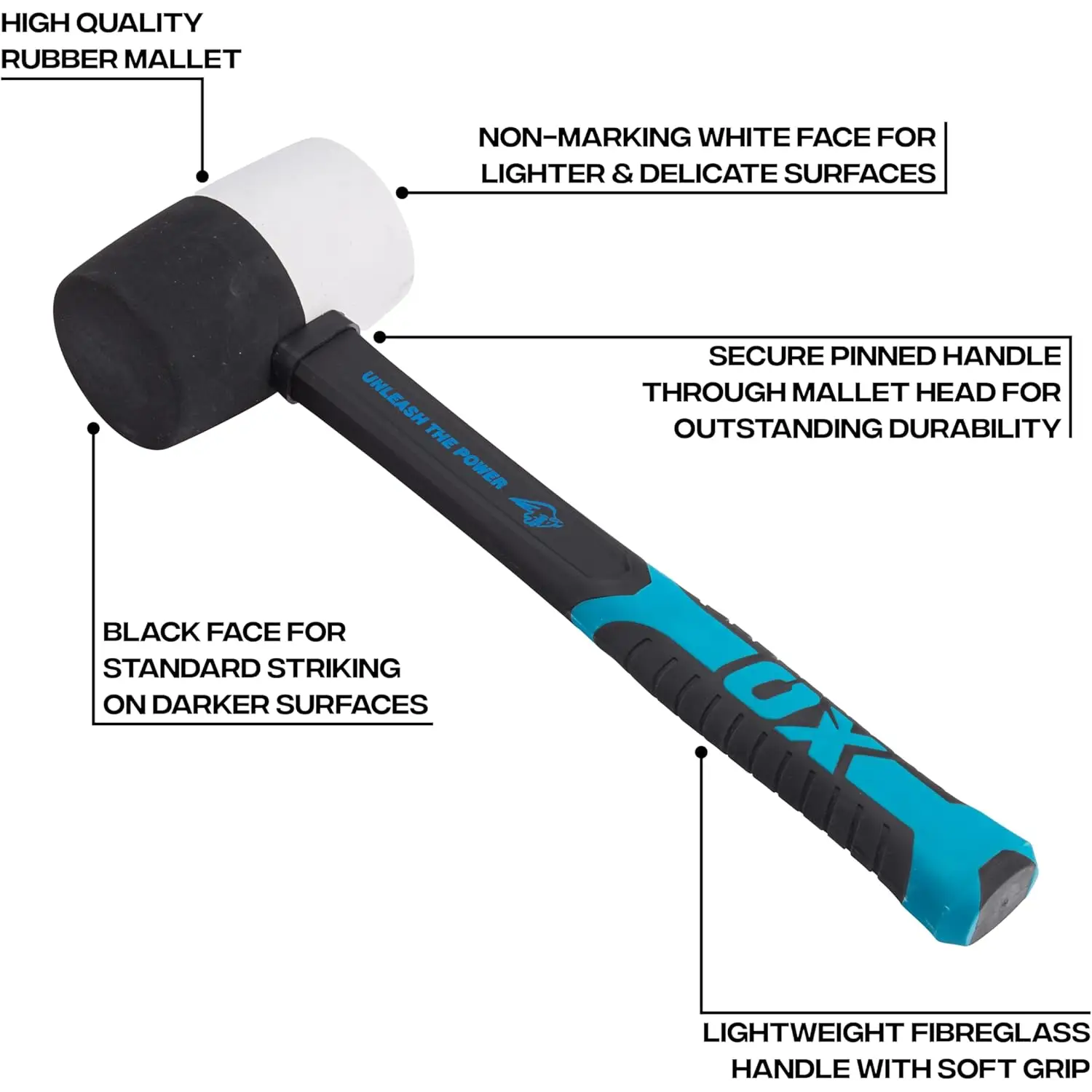 Ciocan cauciuc combinat cu doua fete, maner fibra sticla si soft grip, 24oz