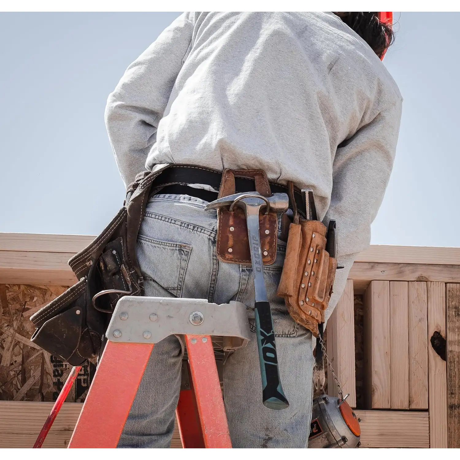 Constructie muncitor cu centură de scule și ciocan dulgherie cu otel forjat și soft grip