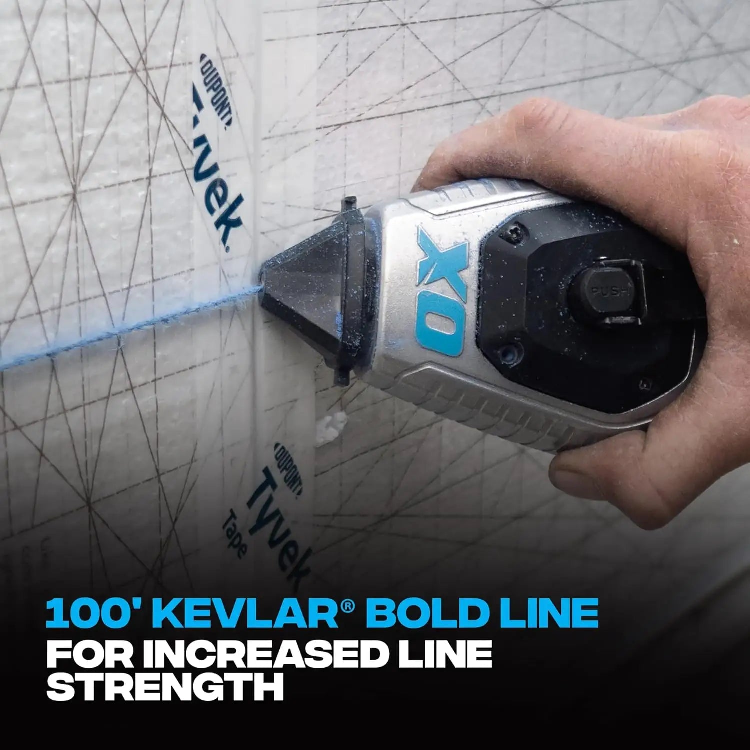 Linie Kevlar 100’ bold pentru rezistență sporită, dispozitiv trasat cu cretă aluminiu