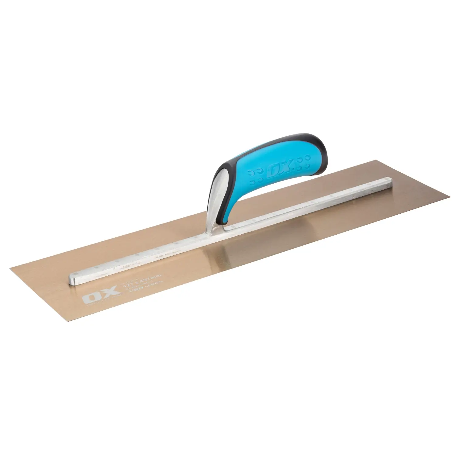 Trowel pentru finisaj neted fara urme cu maner ergonomic si lama din otel maro-tintuit