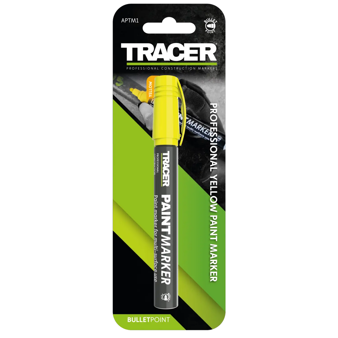 Marker cu vopsea tracer galben pentru construcție, vizibilitate ridicată, vopsea tracer