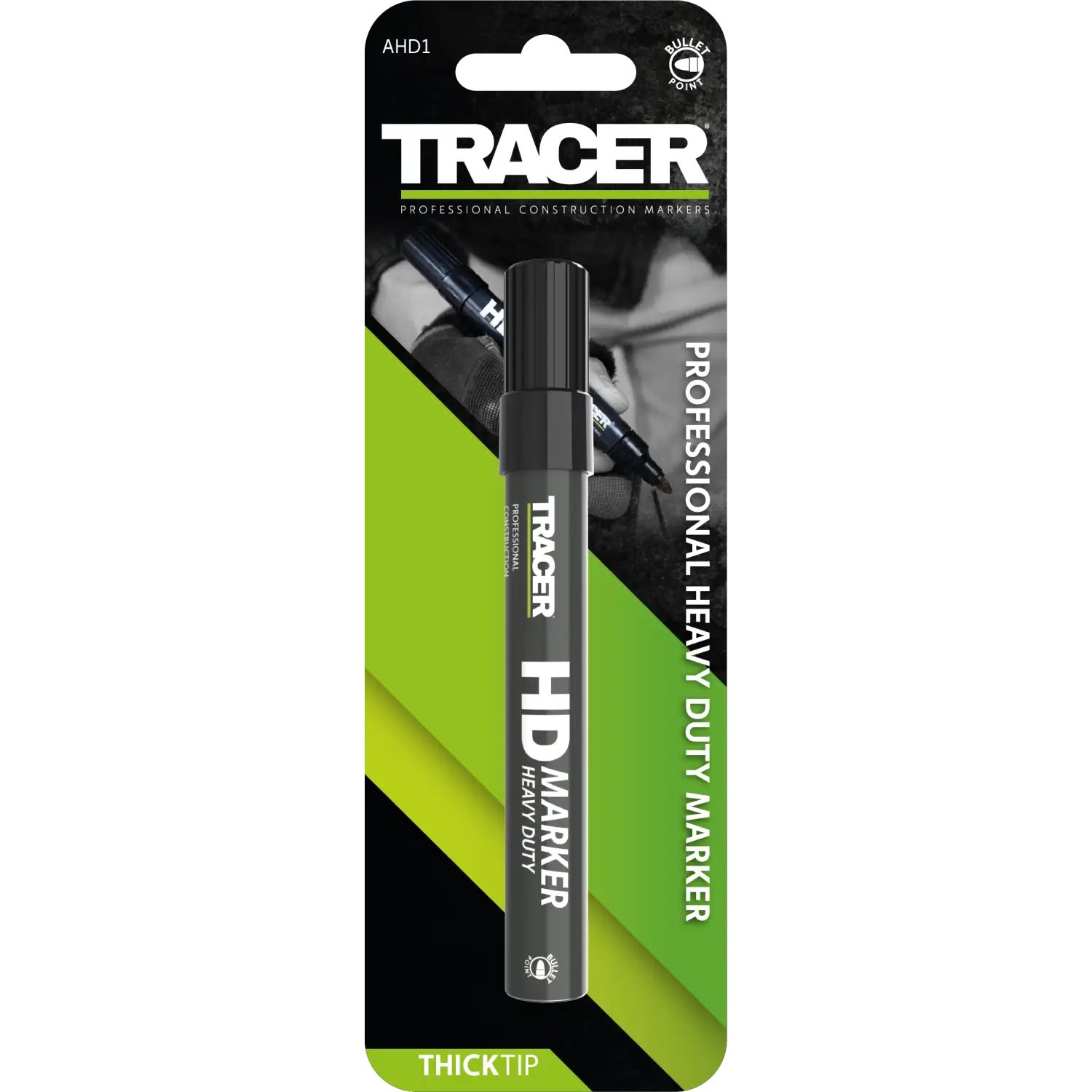 Marker Tracer Negru cu varf durabil, negru permanent, în ambalaj retail robust