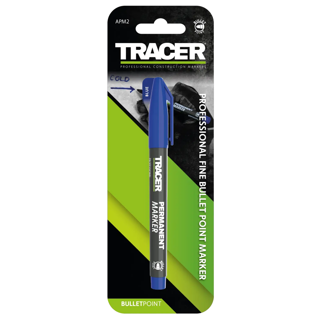 Marker permanent albastru cu varf fin 1-2mm acrilic durabil in ambalaj retail