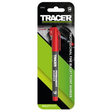 Marker rosu permanent acrilic durabil in blister, fin 1-2mm, TRACER APM3 Rosu