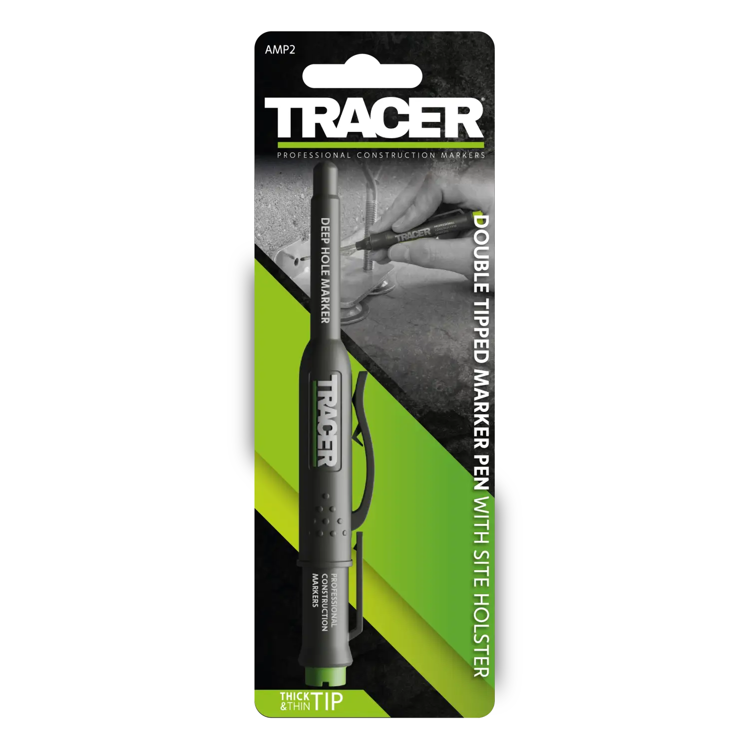 Marcator profesional cu varf dublu AMP2 pentru construcții și holster de siguranță