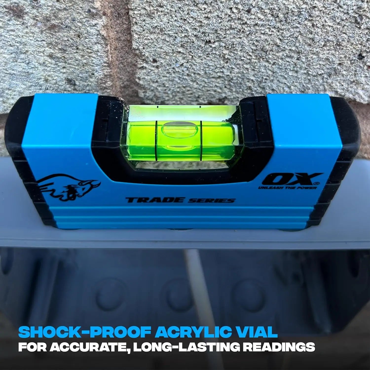 Spirit nivel albastru cu fiola acrilica și balon verde, ideal pentru buzunar ox trade