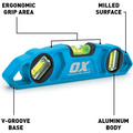 Nivelă torpedo magnetică OX Pro 230mm cu corp din aluminiu, nivelă torpedo robustă