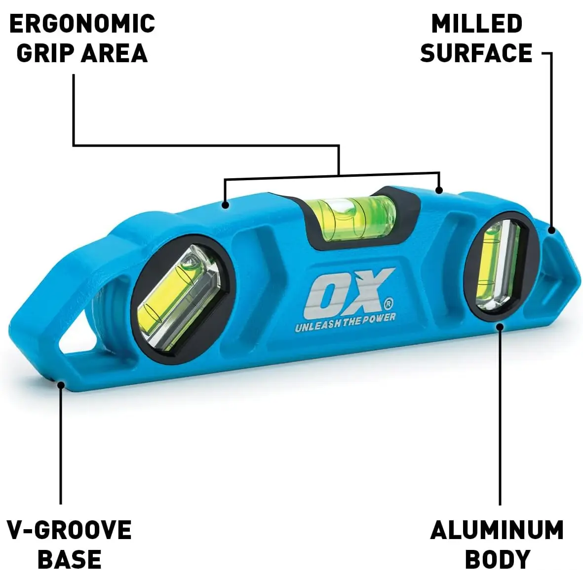 Nivelă torpedo magnetică OX Pro 230mm cu corp din aluminiu, nivelă torpedo robustă