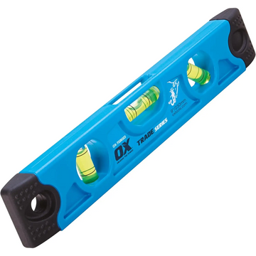 Nivelă torpedo cu bază magnetică, trei fiole și capete cauciuc pentru precizie