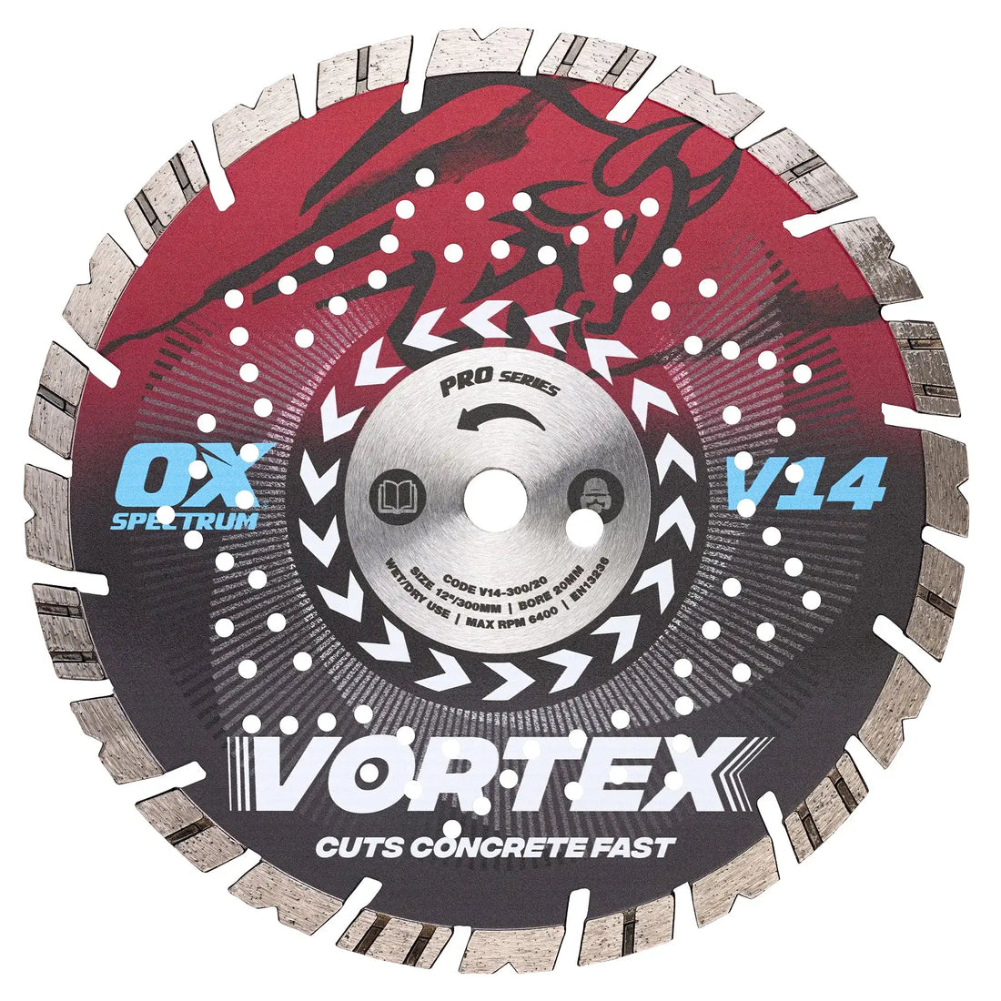 Disc diamantat Spectrum Pro V14, segment 14mm, pentru beton armat, tăiere precisă