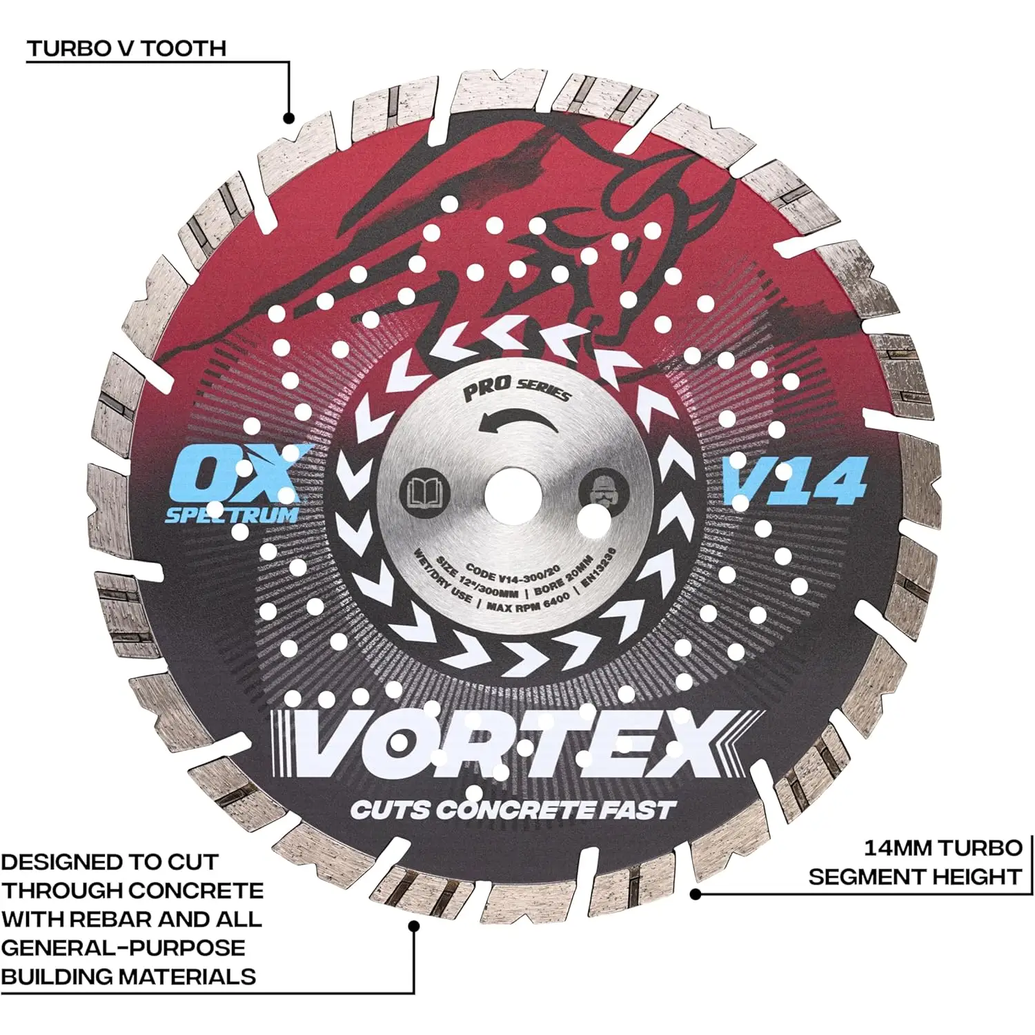 Disc diamantat Spectrum Pro V14 pentru beton armat și materiale de construcții