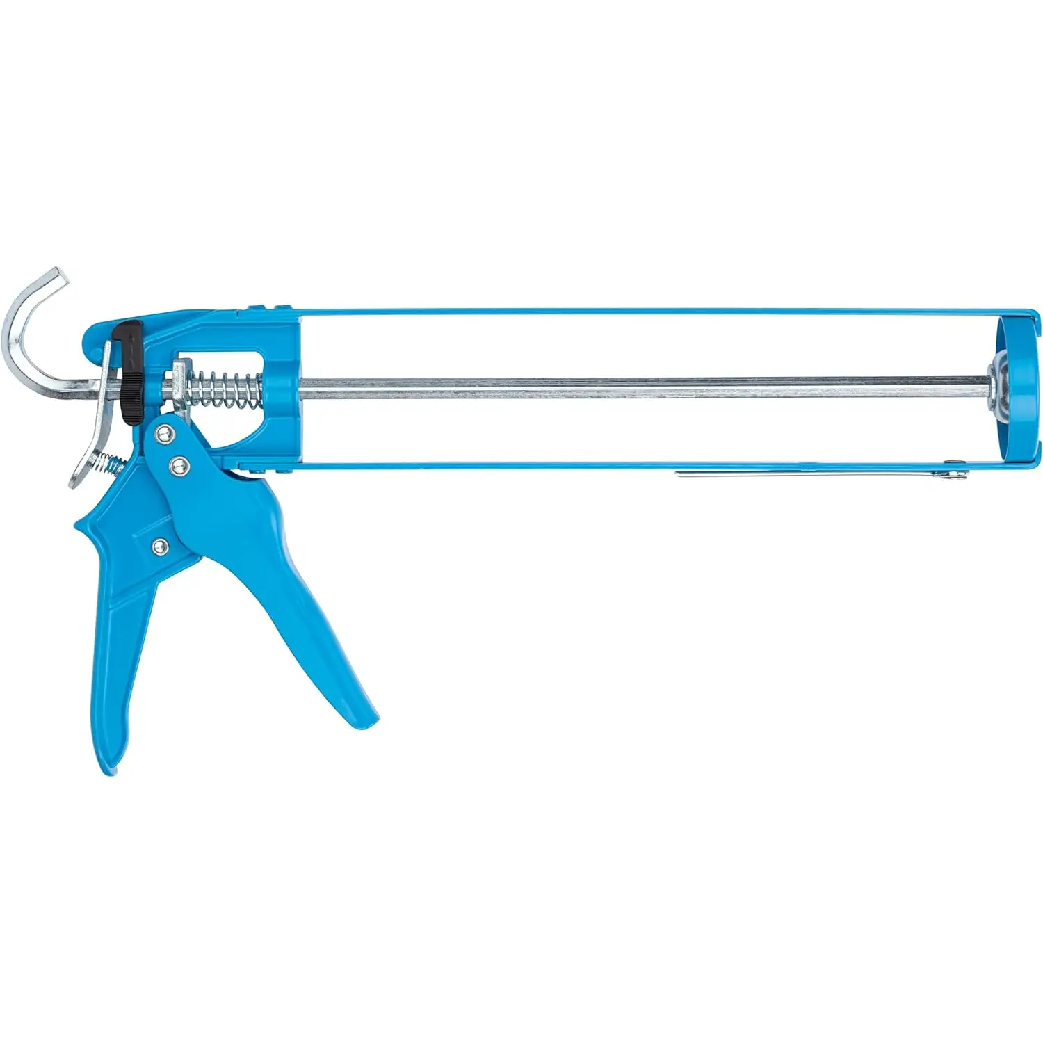 Pistol pentru silicon tip schelet cu cutter duza, duza si perforator, albastru și alb