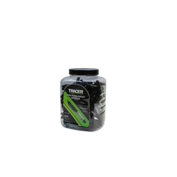 Imaginea unui borcan clar de markere permanente mini negre TRACER pentru DIY și constructori