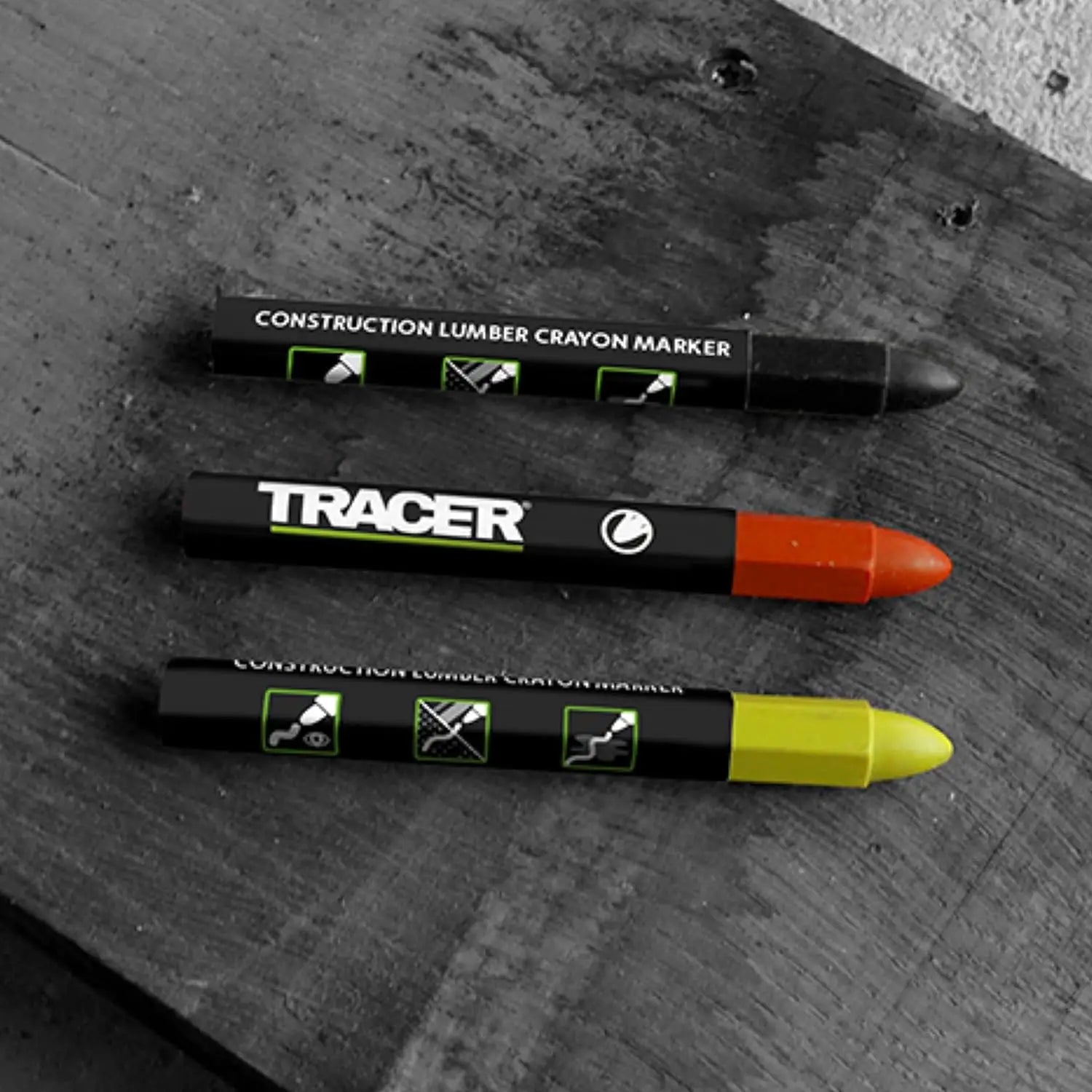 Set 12x Markere Lumber Crayons Vopsea Solida TRACER ACM1 cu marker inaltă vizibilitate potrivit pentru marcare universala