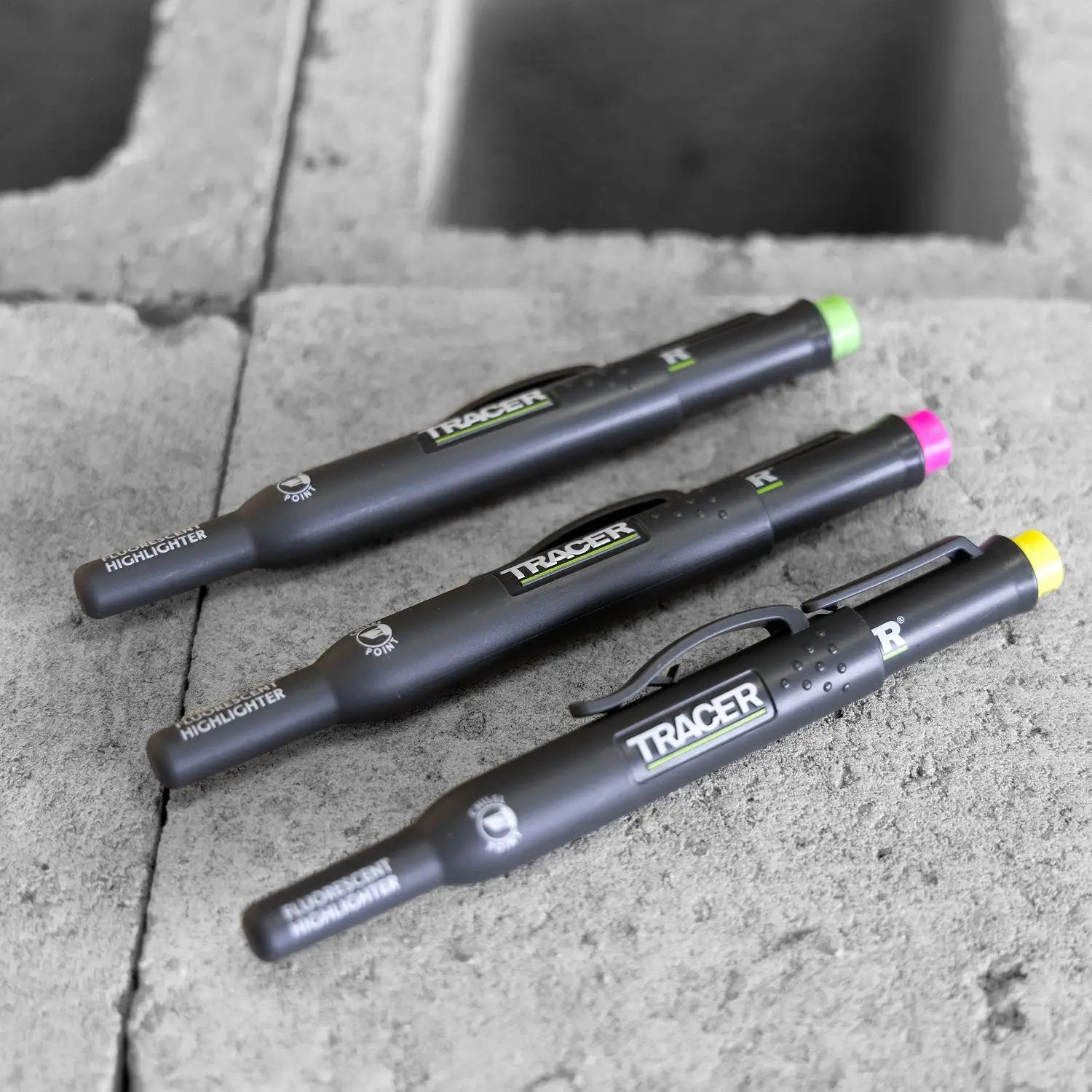 Set de trei markere fluorescente verde, galben și roz TRACER AFH‑MK3‑PF