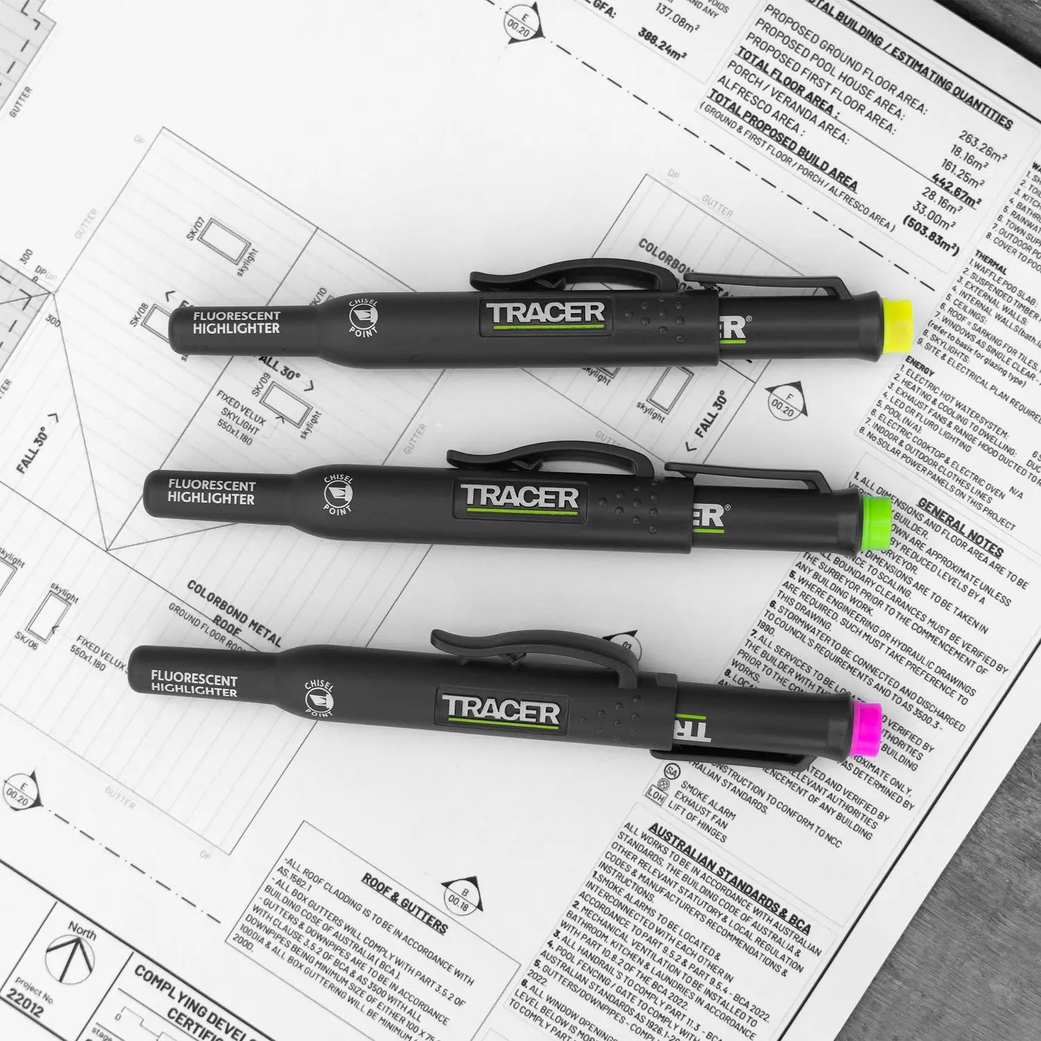 Markere fluorescente verde, galben și roz din Set 3 TRACER AFH‑MK3‑PF