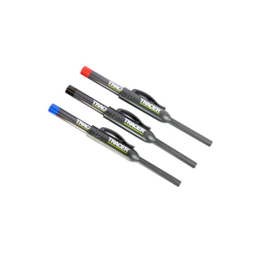 Set 3 markere TRACER cu vârf lung pentru găuri adânci, husă inclusă — negru, albastru, roșu