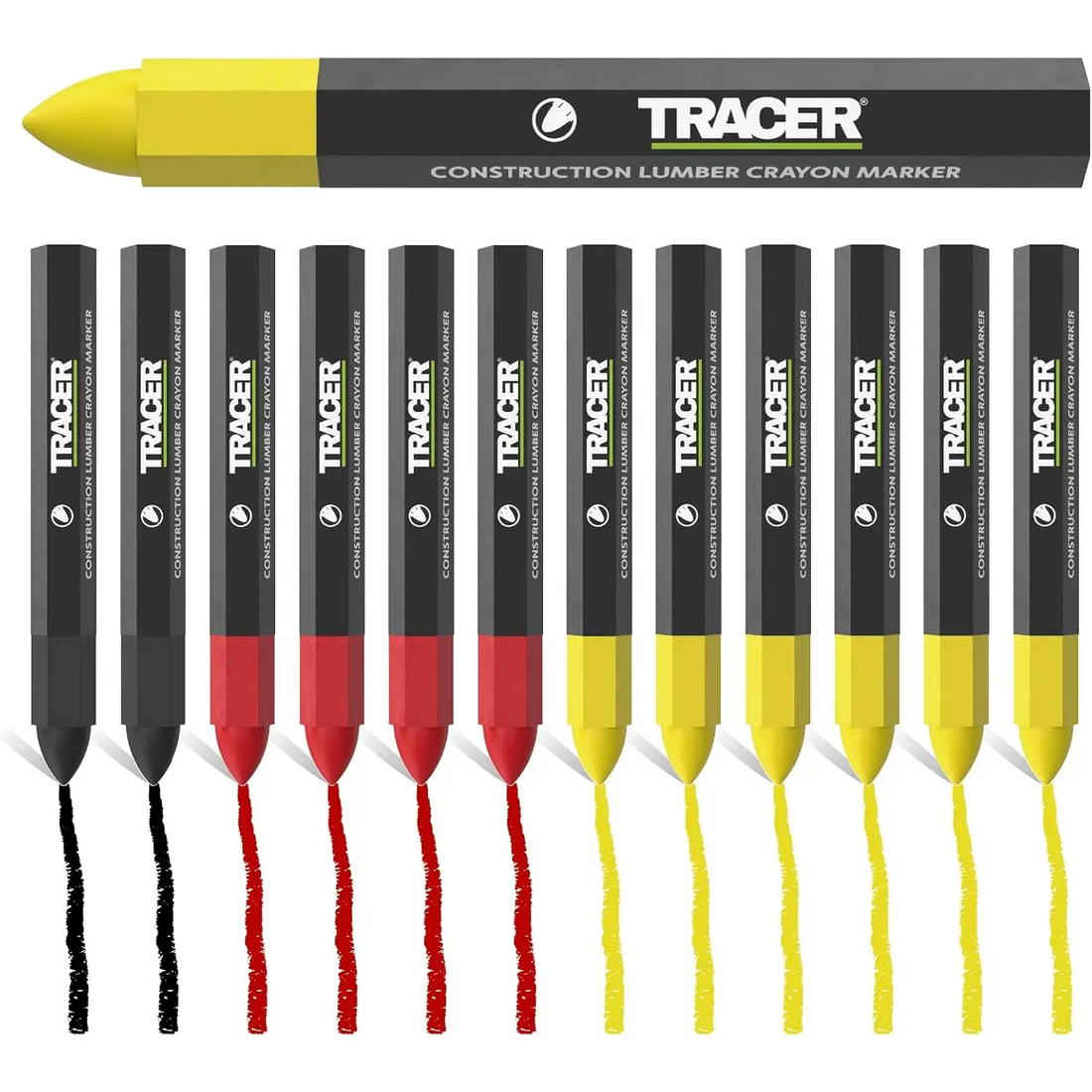 Set creioane ceara constructii mixt cu creioane colorate galben, roșu și negru