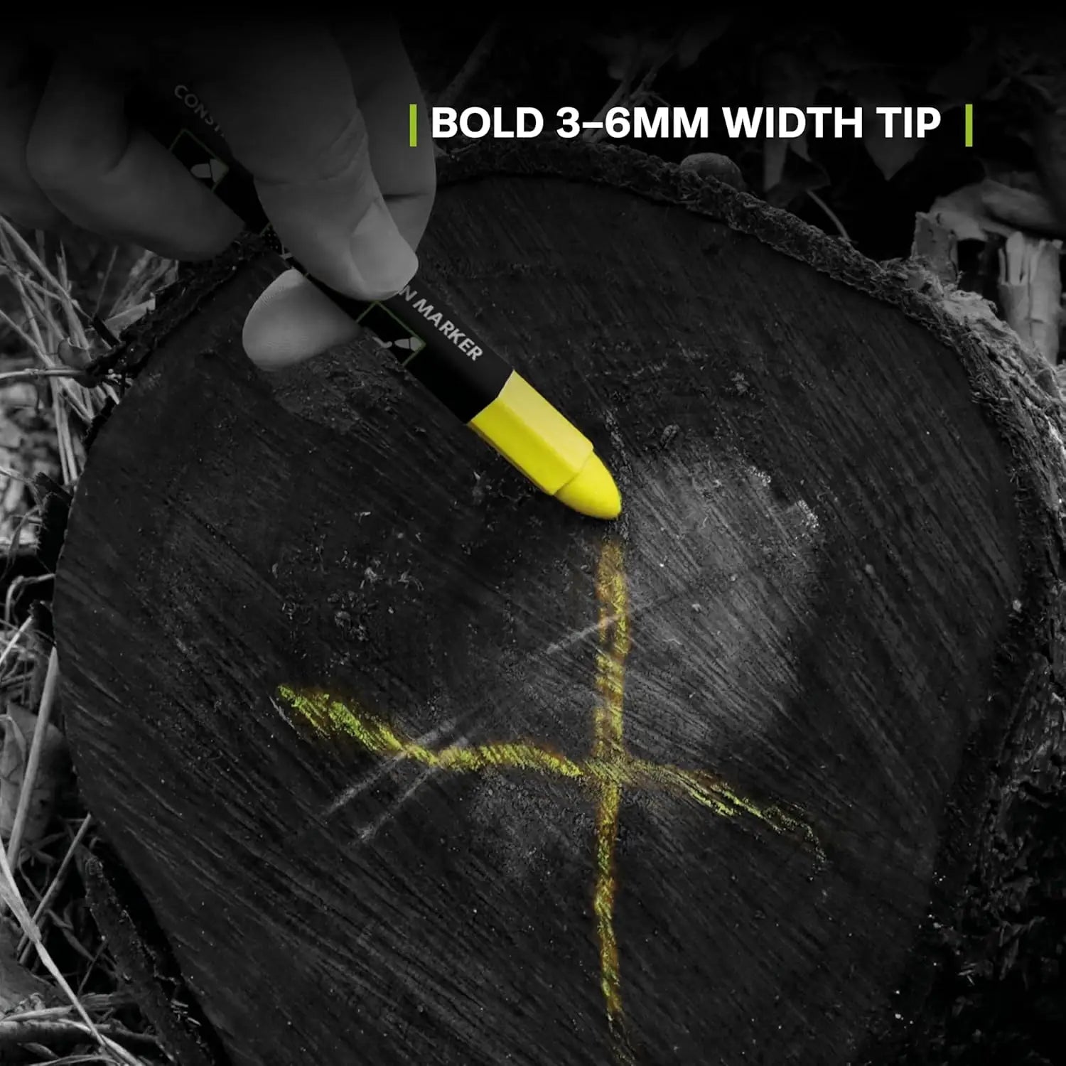 Creioane ceara constructii set creioane ceara, marcaj galben pe buștean de lemn