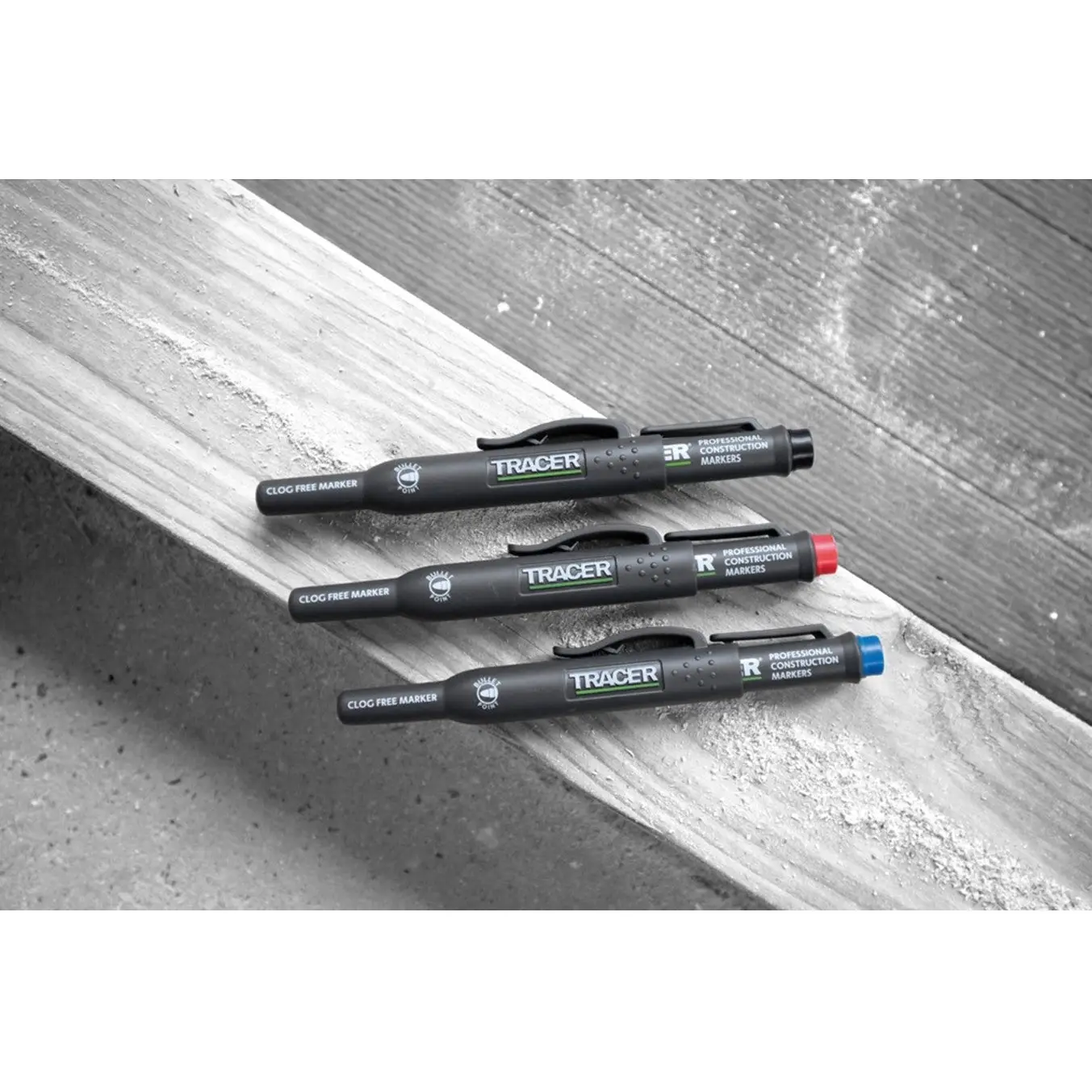 Set markere tracer negru, albastru, roșu pentru suprafete prafuite, clog free