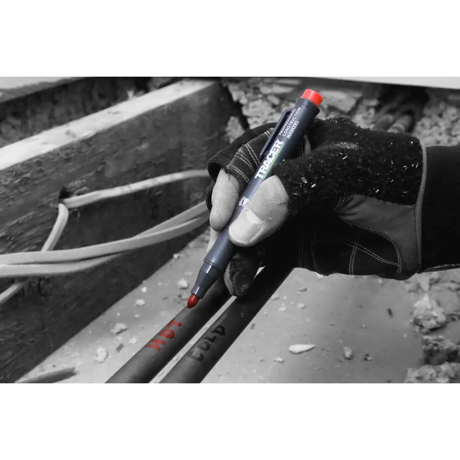 Marker cu vârf roșu pentru suprafețe prăfuite, set markere tracer clog free ACF-MK3