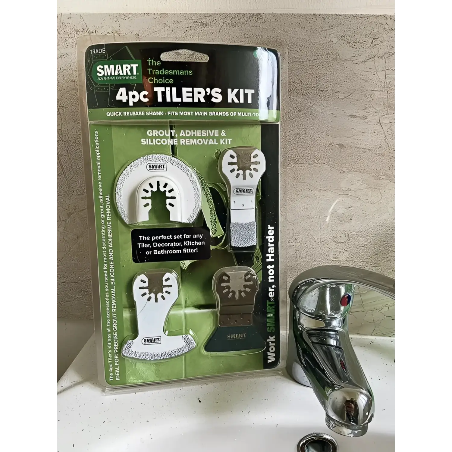 Kit pentru îndepărtarea rosturilor, adezivului și siliconului, compatibil SM4-TK și lame multitool carbura 1x lama