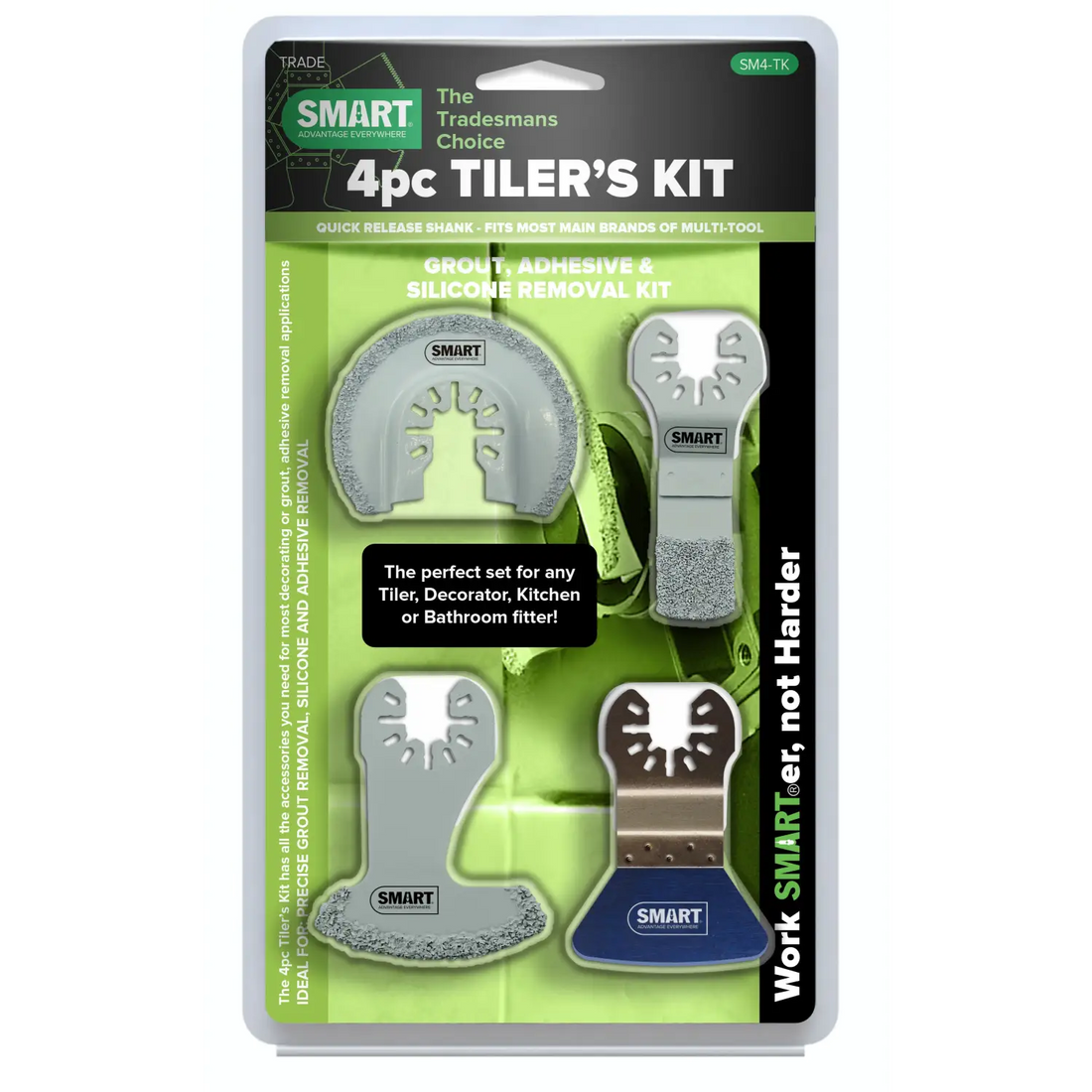 Set de 4 lame multitool carbura SM4-TK pentru gresie, adeziv și silicon