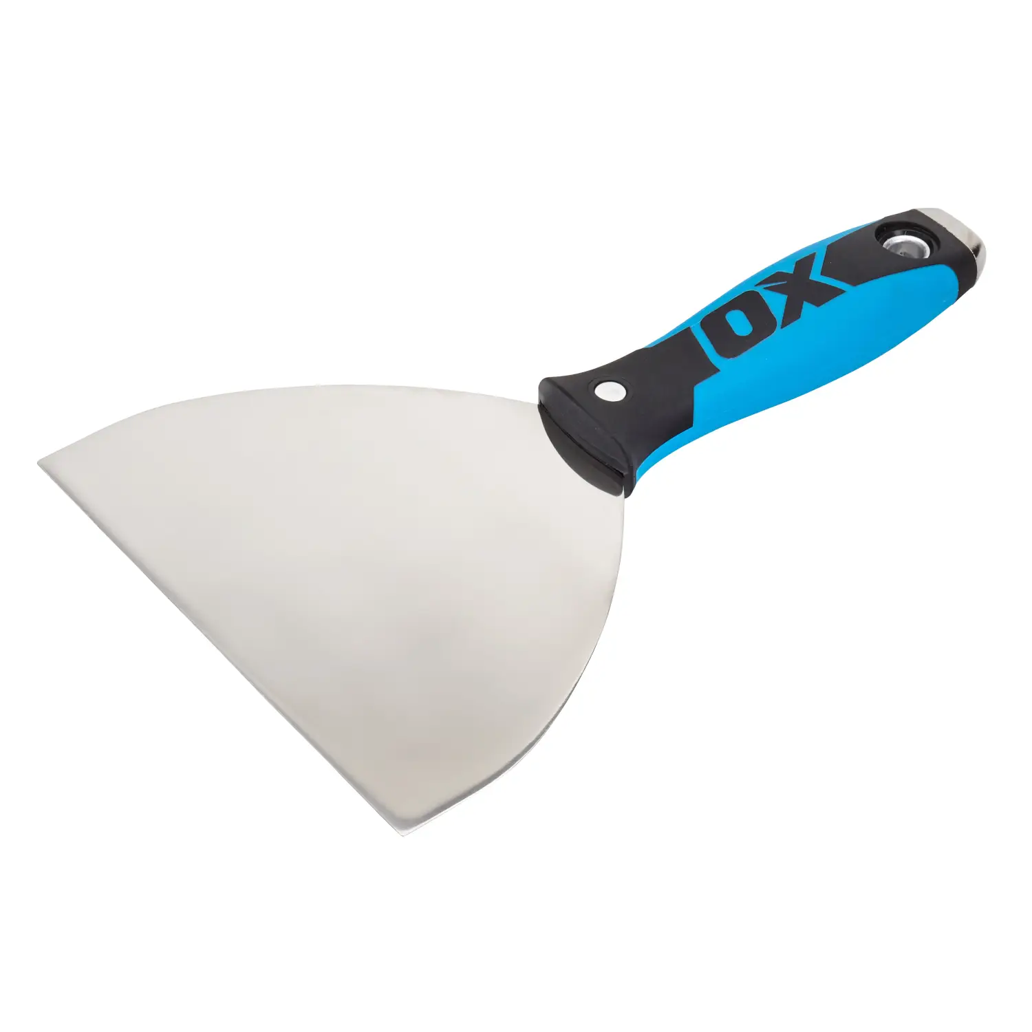 Tampă de glet profesională OX Pro Joint Knife SST cu mâner albastru și negru