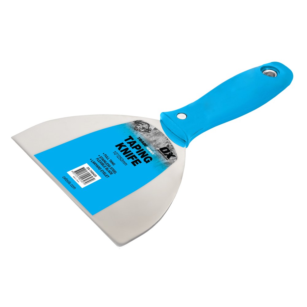 Șpaclu joint knife din inox 150 mm – OX Trade, mâner DURAGRIP cu cap de alamă pentru lovire