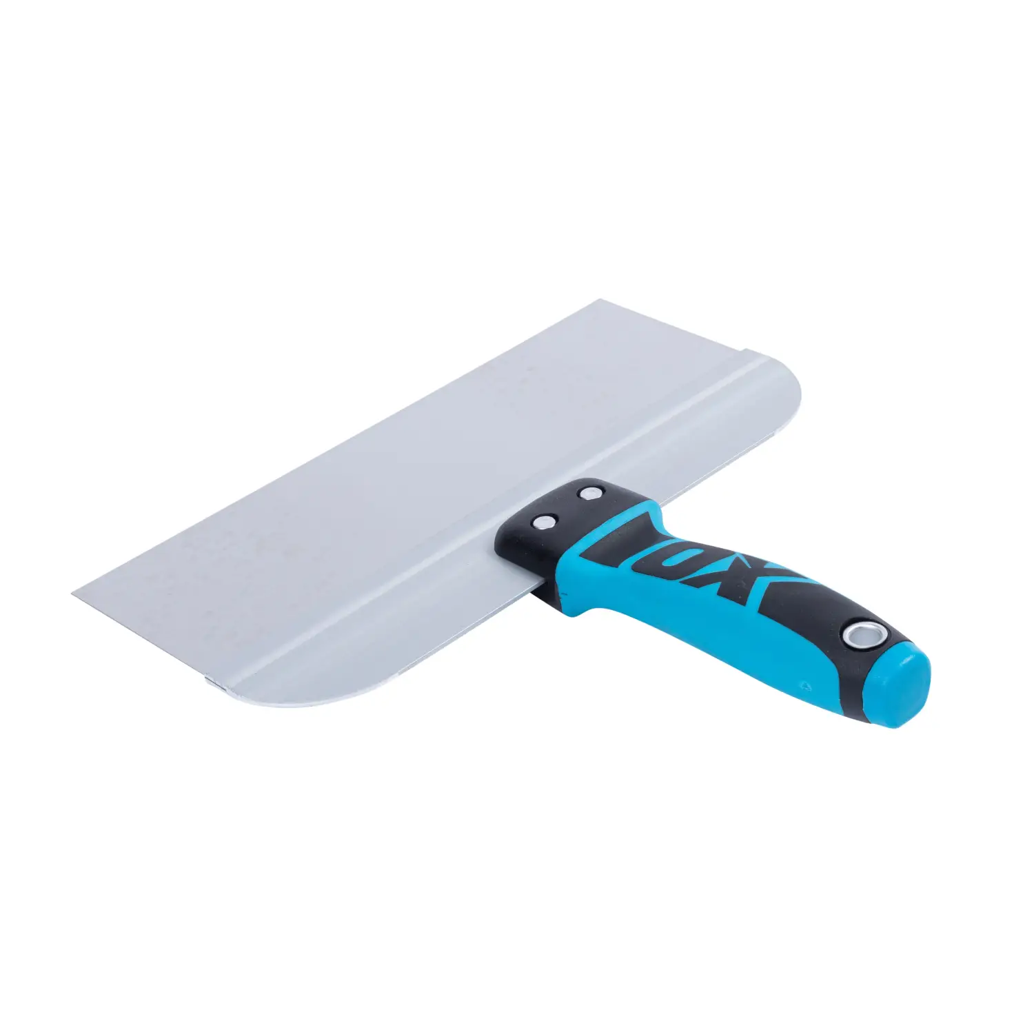 Spaclu Lat OX Pro cu mâner ergonomic negru și albastru pentru tapetare