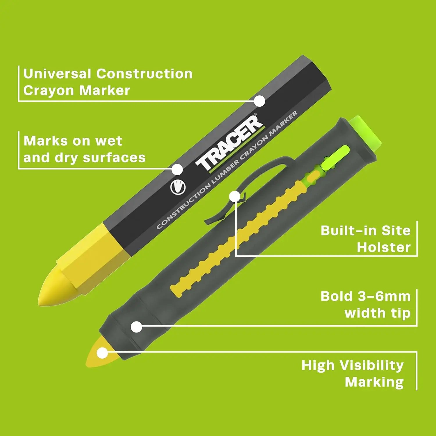 Marker crayon ceara cu mecanism extensibil și clemă de buzunar pentru marcaje vizibile