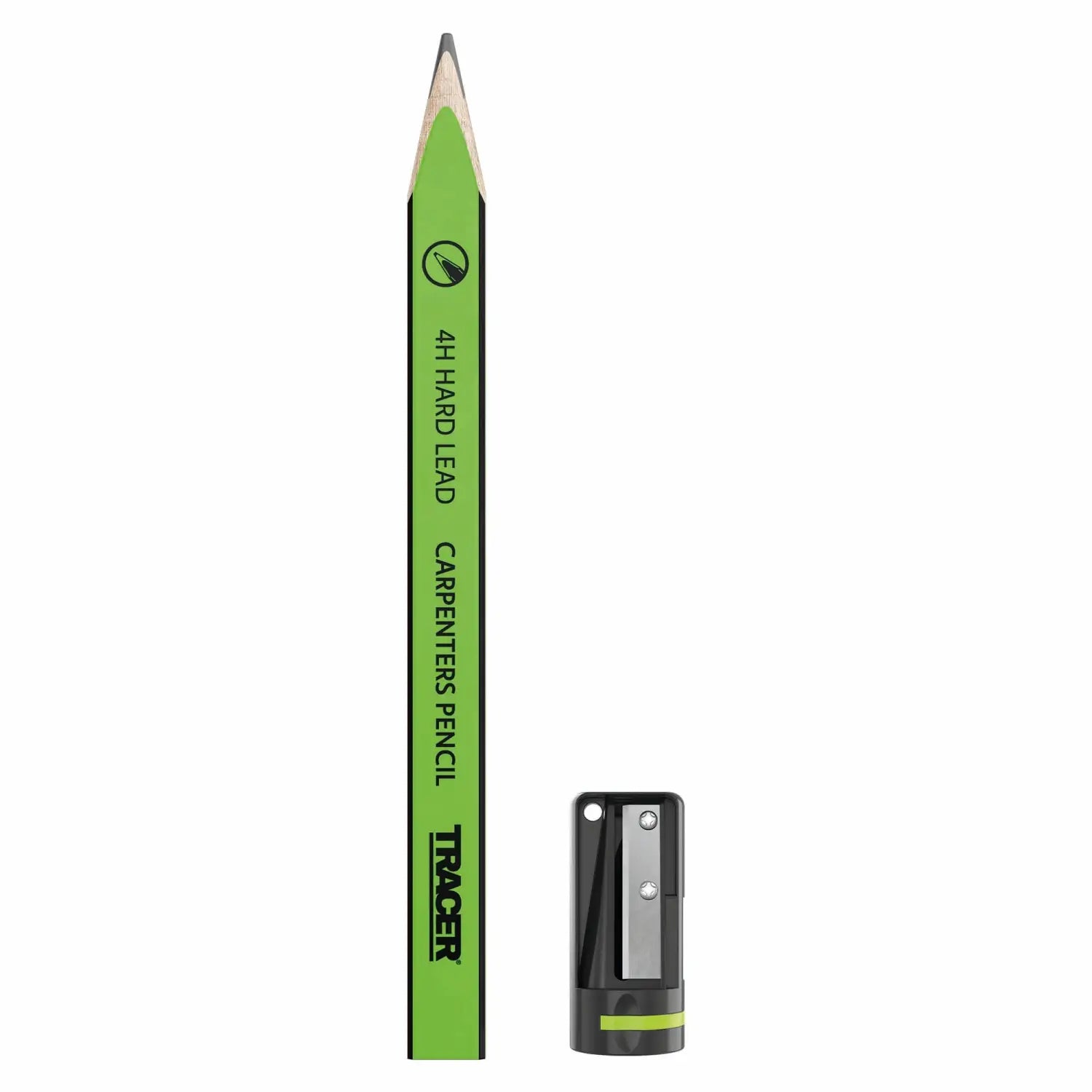 Creion dulgher verde cu ascuțitoare din setul Tracer ACP1 pentru lemn și construcții