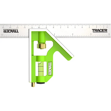 Alt text pentru tracer acsq150 echer: riglă combinație verde cu nivel și șurub de ajustare