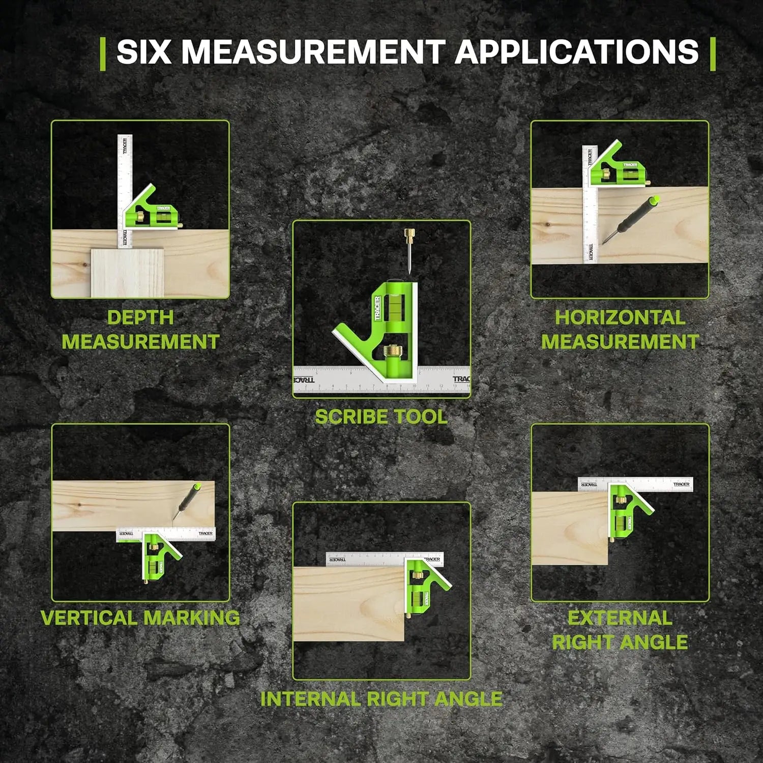 Alt text pentru tracer acsq150 echer: fierăstrău multifuncțional cu riglă și nivel pentru măsurători precise