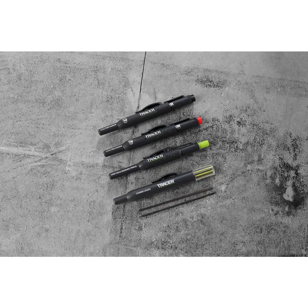 Set de creioane mecanice negre TRACER AMK4 kit profesional cu miezuri colorate și rezerve